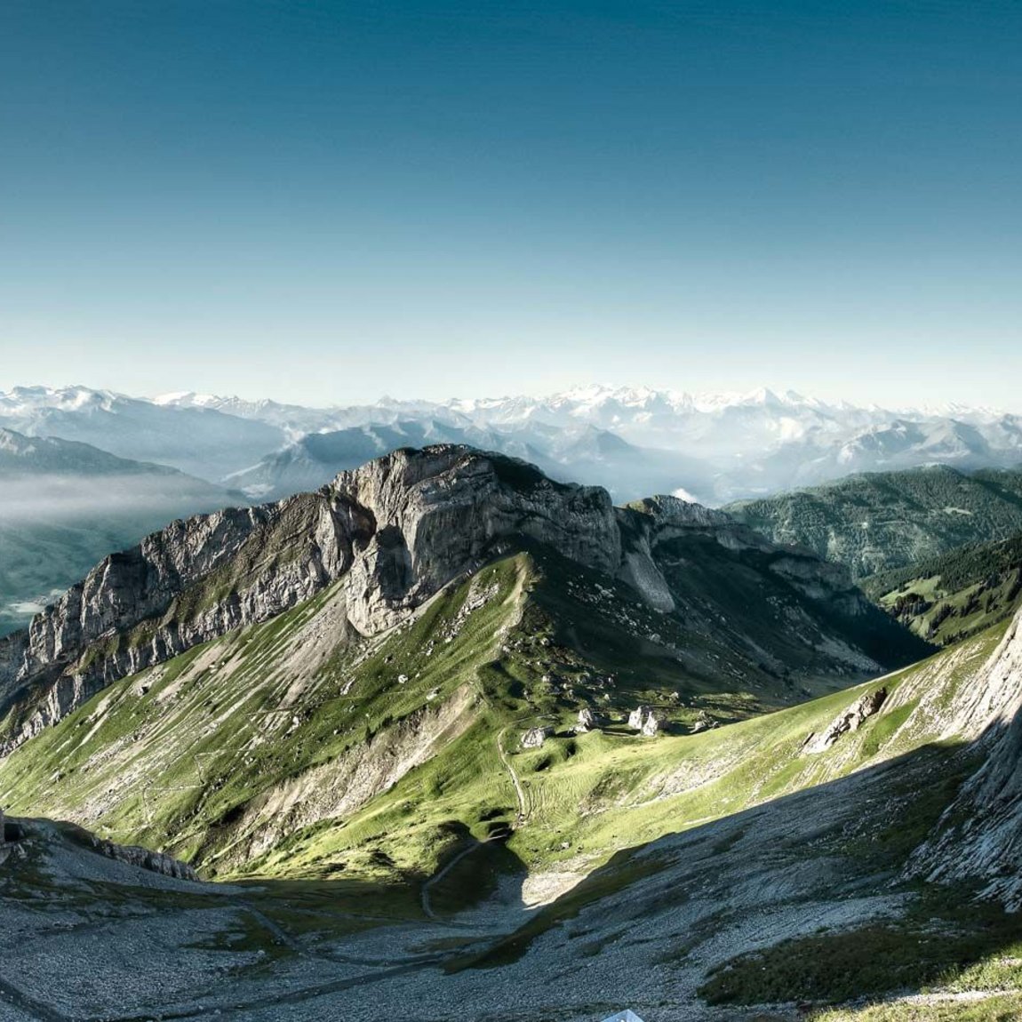Mount Pilatus with a view of the Bernese Alps